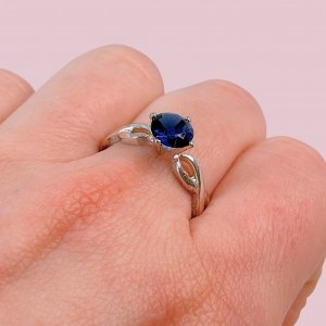 Anillo Piedra con cubic Zafiro redondo 7mm de Plata 925